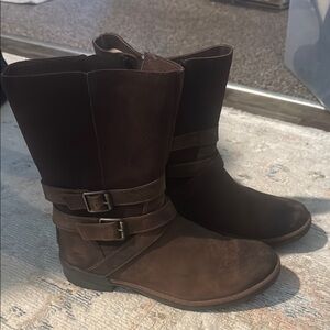 UGG Brown Combat Moto Boots with Buckle Straps